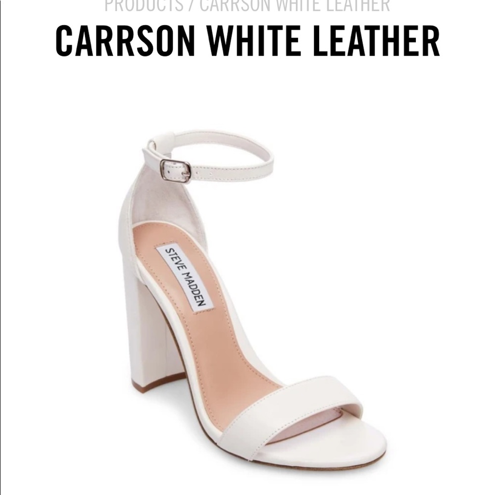 Steve Madden Carrson White Leather Block Heels
